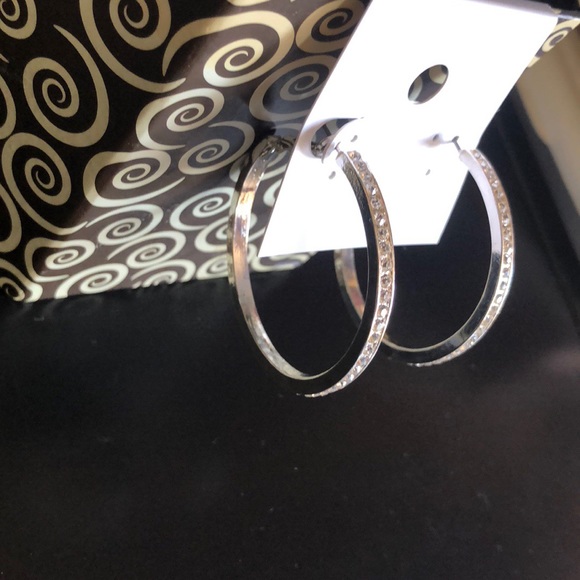 Elegant Silver Tone Hoop Earrings - Picture 5 of 6